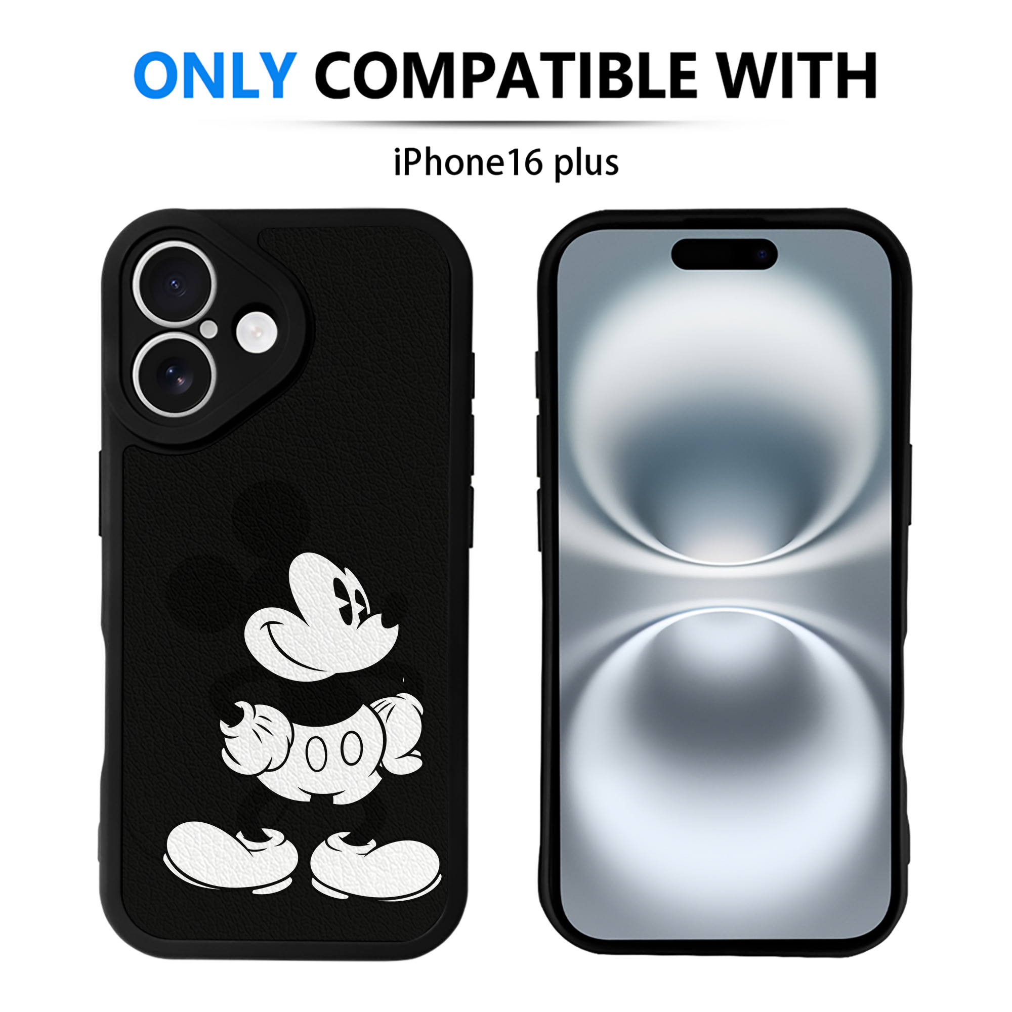 （画像用） ミッキーマウス Mickey Mouse 【iPhone 16シリーズ対応】シリコンスマホケース（レザー調） 材質：シリコン